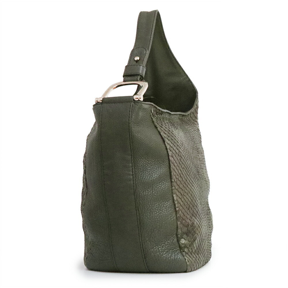 Gucci Bag Exotic Khaki Leather Python Greenwich S… - image 5